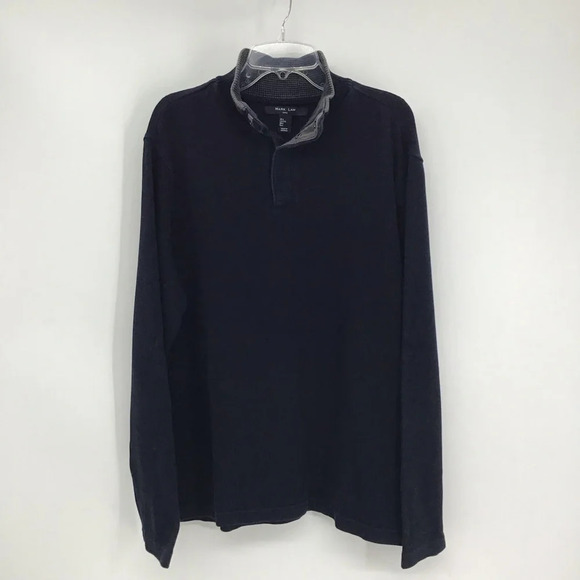 Mark Law Luxury Men’s 1/4 Snap-Up Sweater Navy/Gray Career Size Large - Picture 1 of 8